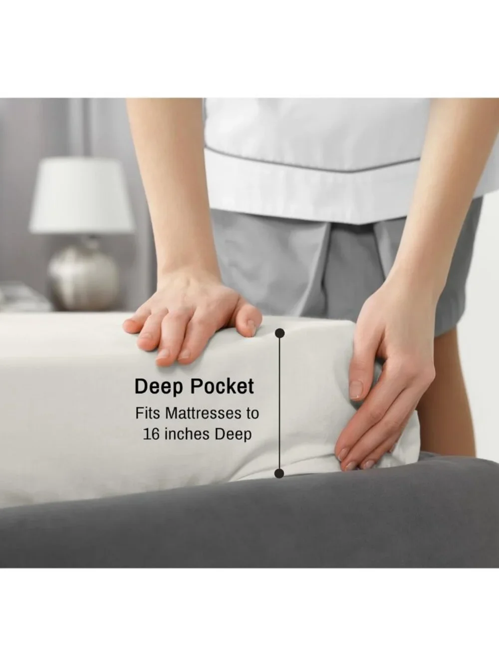 Queen Size 100% Cotton Percale Sheets Set - Ivory, Crisp Cooling, Deep Pocket 16